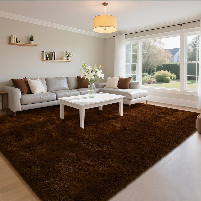 HOMORE Living Room Rug 5 x 7 Area Rug, Brown Rugs for Living Room Bedroom, Large Fluffy Rugs Super Soft Carpet for Kids Room Classroom Dorm Home - Image 1